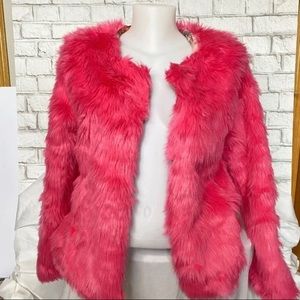 Pink Faux Fur Coat Size Large